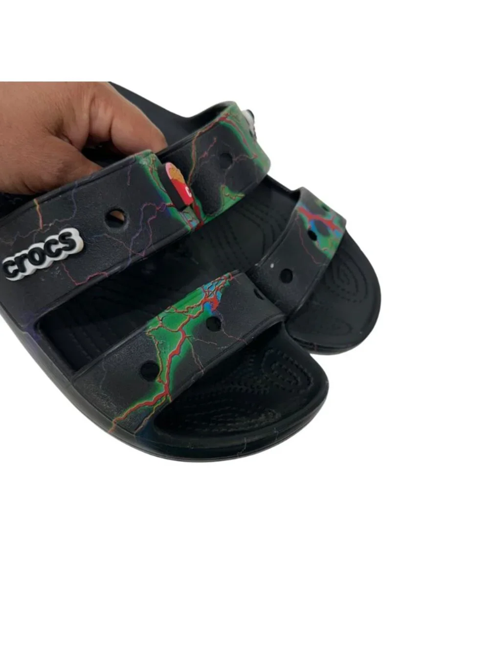 Crocs Mens SZ 7 Women SZ 9 Multicolor Double Strap Slide Sandals Unisex